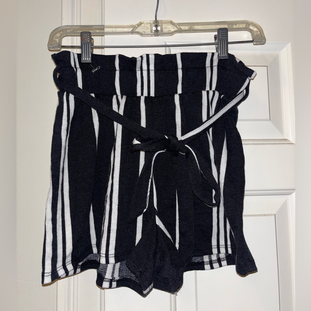 Rue21 High Waist Black and White Striped Shorts